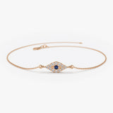 14k Diamond and Sapphire Evil Eye Bracelet 14K Rose Gold Ferkos Fine Jewelry
