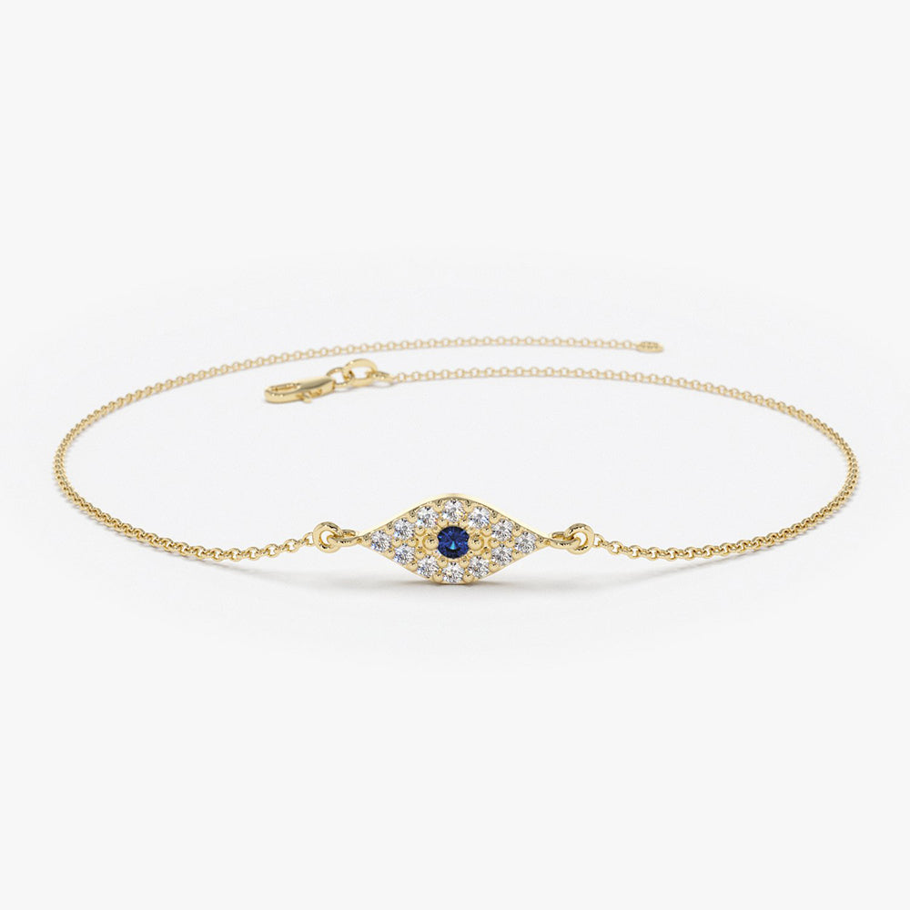 14k Diamond and Sapphire Evil Eye Bracelet 14K Gold Ferkos Fine Jewelry