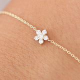 14K Gold Diamond Flower Charm Bracelet  Ferkos Fine Jewelry