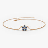 14k Sapphire and Diamond Flower Charm Bracelet 14K Rose Gold Ferkos Fine Jewelry