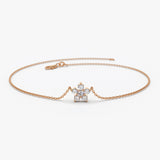 14K Gold Diamond Flower Charm Bracelet 14K Rose Gold Ferkos Fine Jewelry