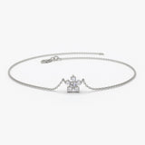 14K Gold Diamond Flower Charm Bracelet 14K White Gold Ferkos Fine Jewelry