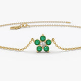 14K Emerald and Diamond Flower Charm Bracelet  Ferkos Fine Jewelry