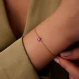 14K Ruby and Diamond Flower Charm Bracelet  Ferkos Fine Jewelry