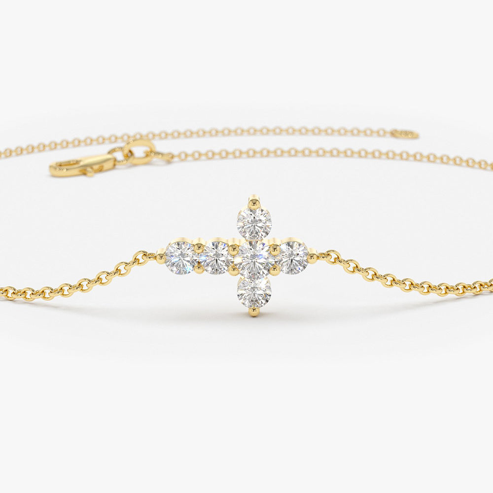 Diamond cross bracelet gold Clearance