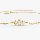 14K Gold Baguette and Round Diamond Mix Bracelet  Ferkos Fine Jewelry