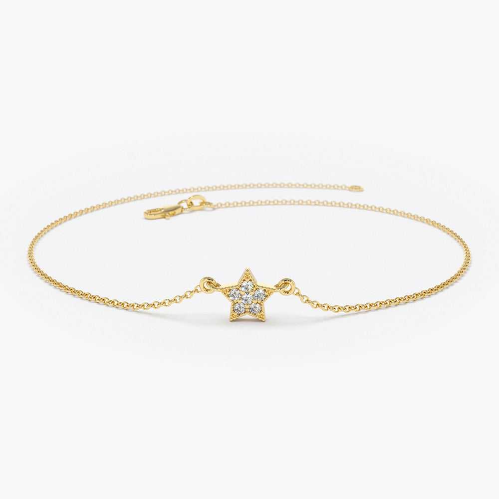 14k Diamond Star Charm Bracelet 14K Gold Ferkos Fine Jewelry