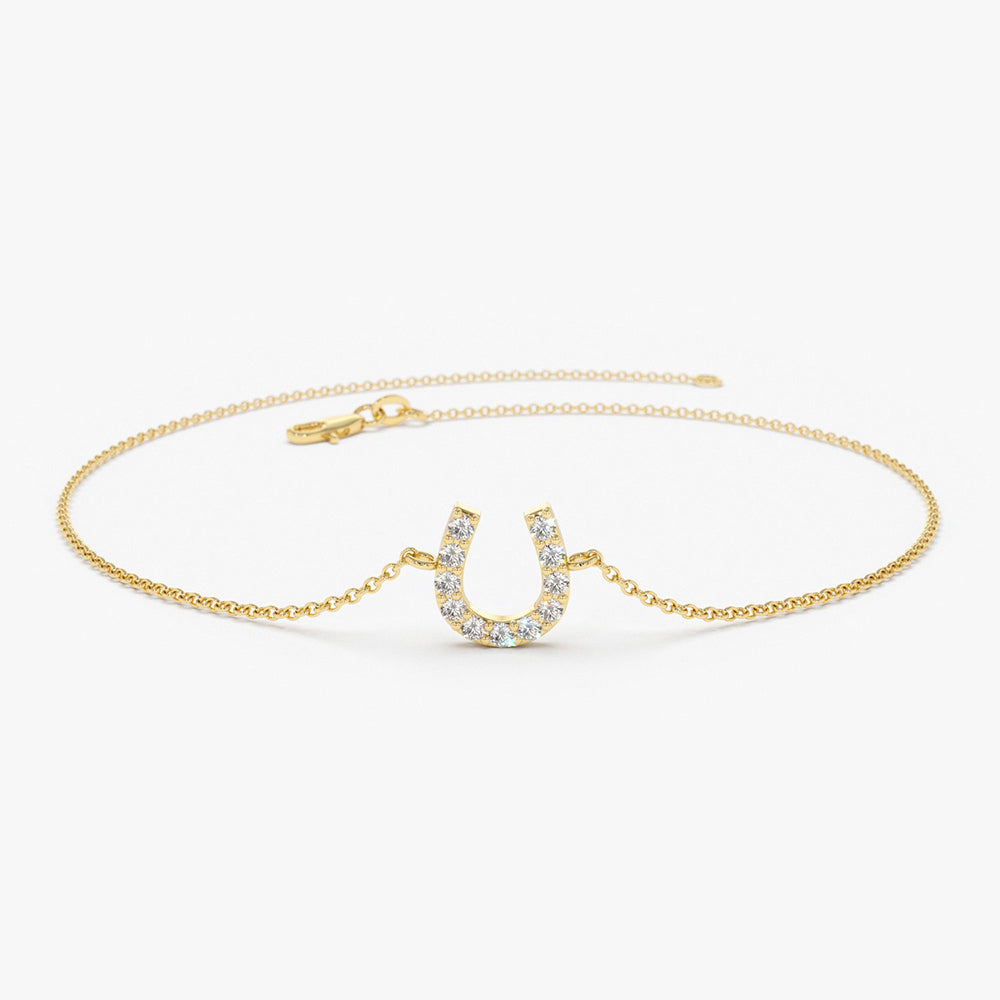 14k Mini Diamond Horseshoe Bracelet 14K Gold Ferkos Fine Jewelry