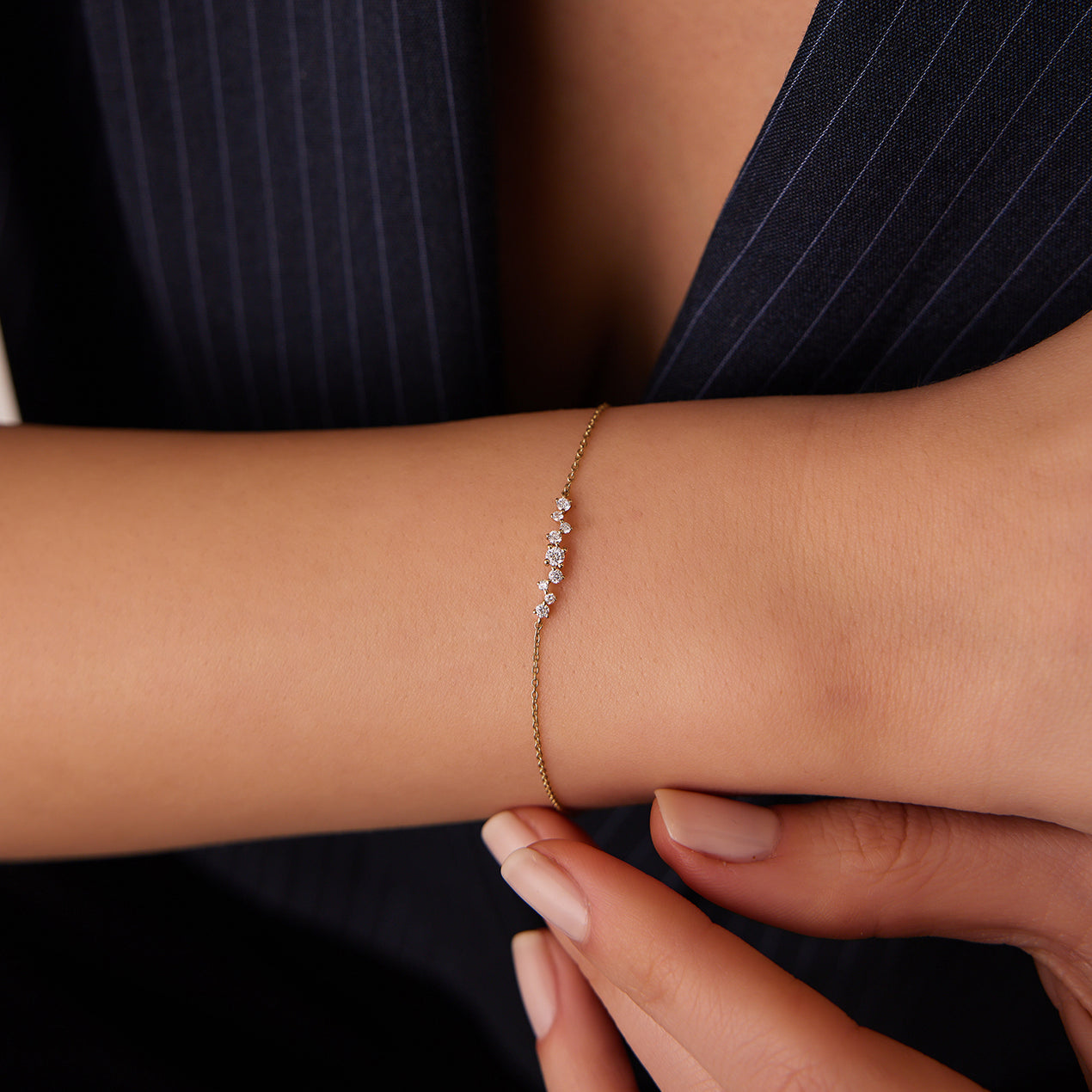 Monica Vinader Siren Fine Chain Bracelet, Rose Gold/Rose Quartz at John  Lewis & Partners