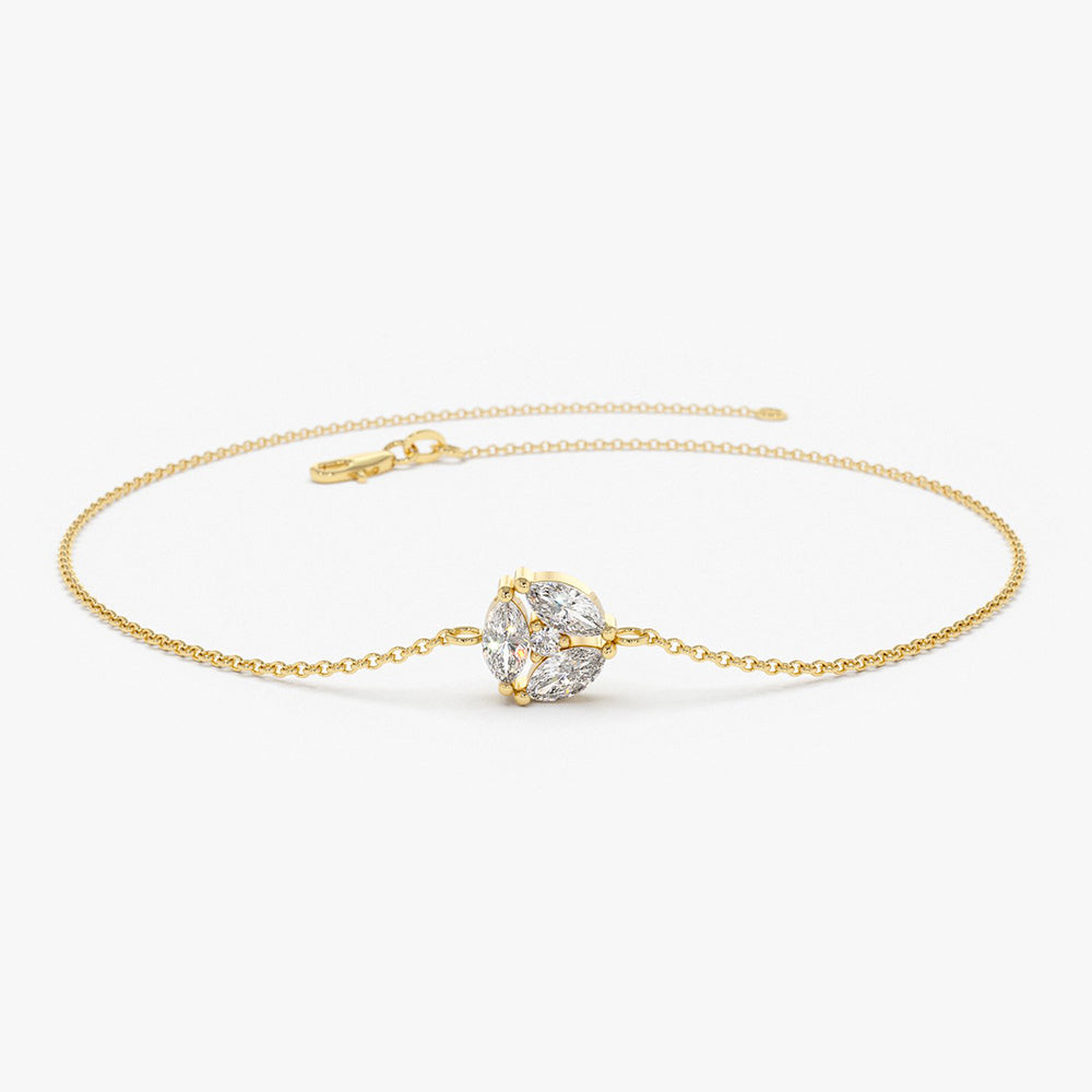 14K Gold Marquise Diamond Cluster Bracelet 14K Gold Ferkos Fine Jewelry