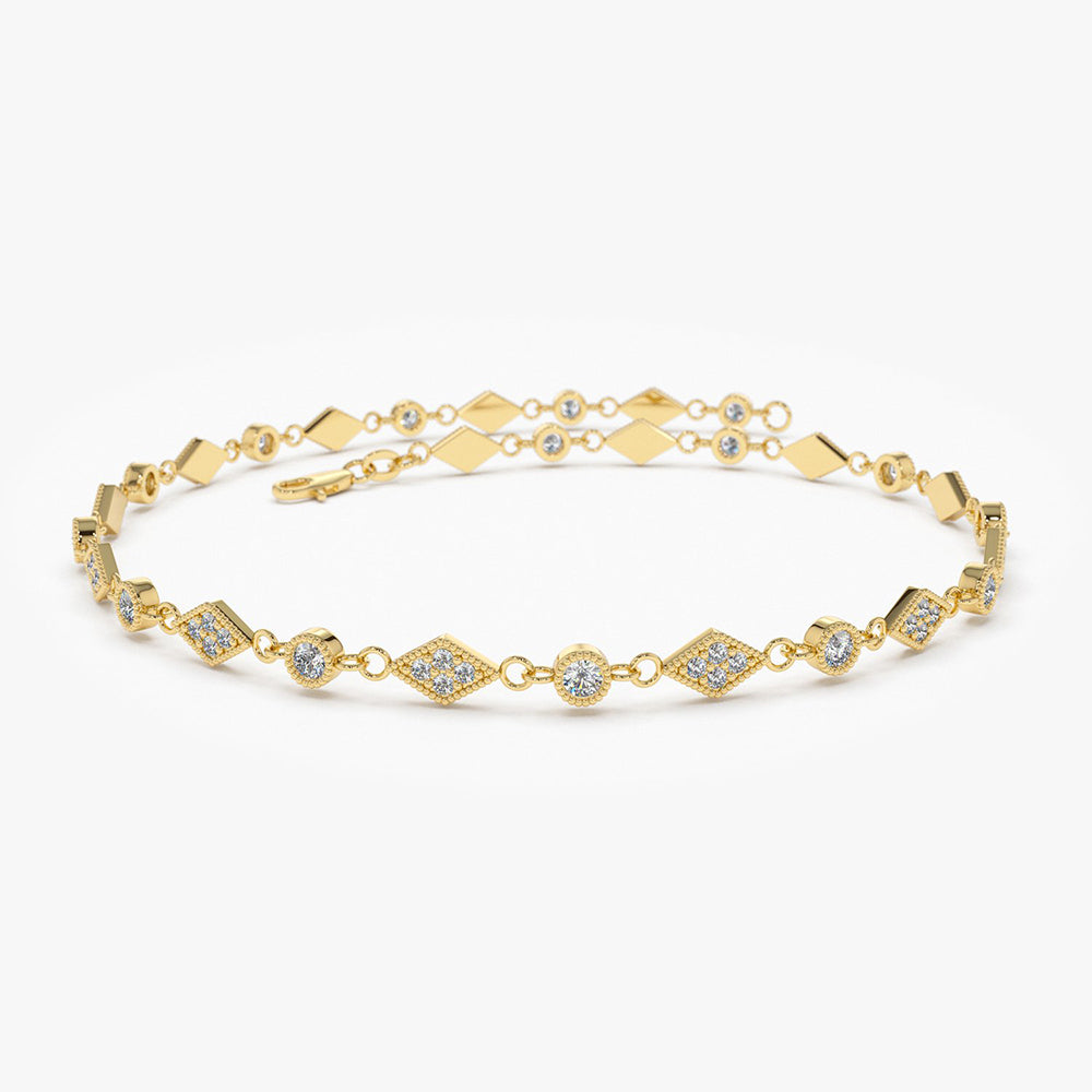 14K Art Deco Diamond Milgrain Bracelet 14K Gold Ferkos Fine Jewelry