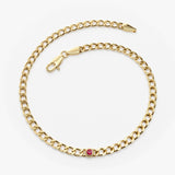 14k Gold Cuban Link Bracelet w/ Bezel Setting Ruby 1 Ruby Ferkos Fine Jewelry