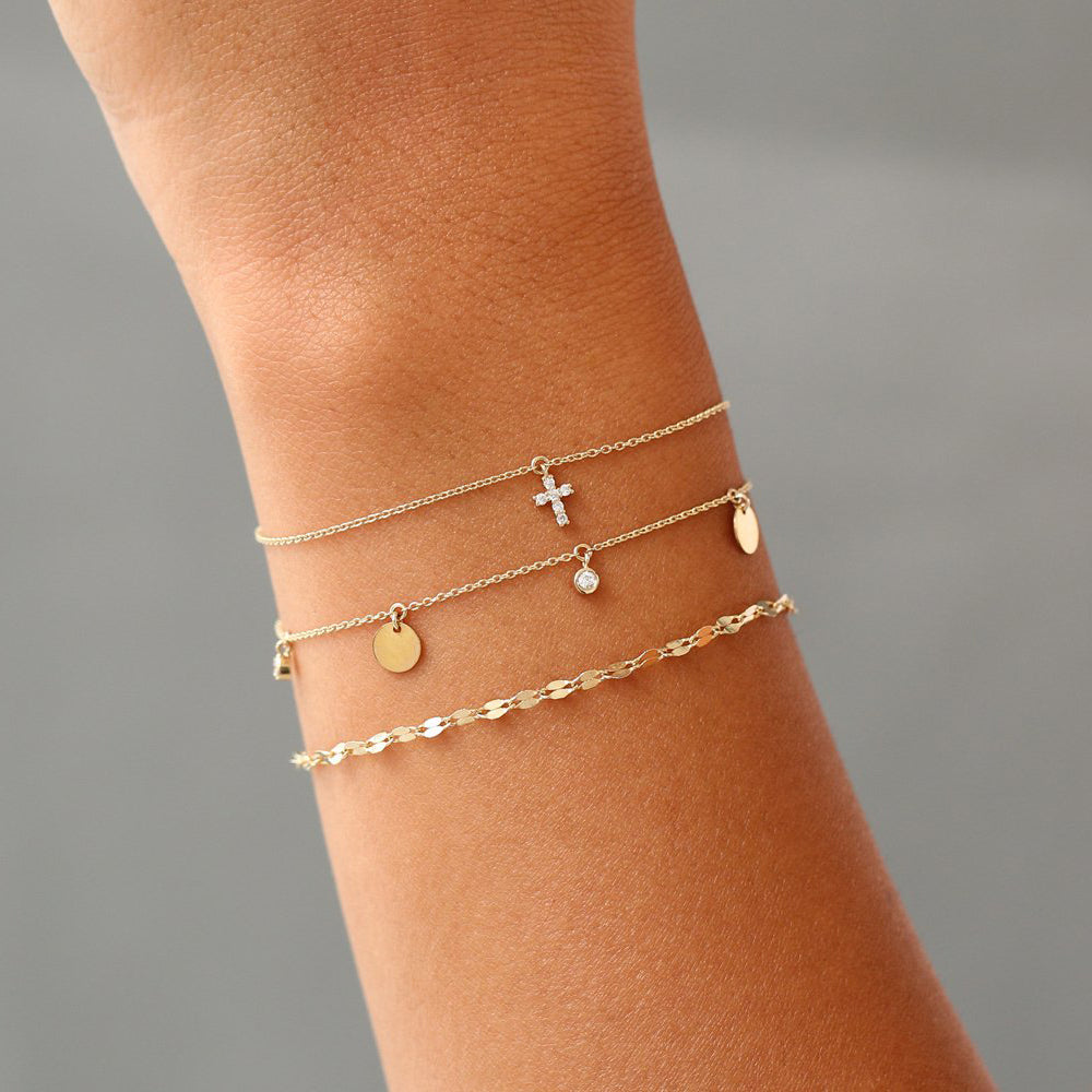 tiny WHITE ENAMEL cross bracelet – Dots of Faith