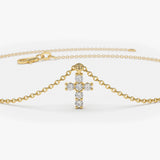 14k Gold Tiny Diamond Cross Charm Bracelet  Ferkos Fine Jewelry
