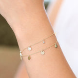 14k Dangling Diamond Bracelet with Dangling Gold Disc  Ferkos Fine Jewelry