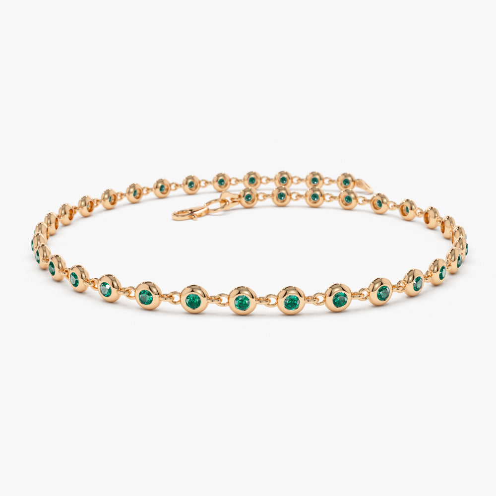14k Bezel Set Emerald Tennis Bracelet 14K Rose Gold Ferkos Fine Jewelry