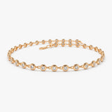 14K Gold Bezel Setting Diamond Tennis Bracelet 14K Rose Gold Ferkos Fine Jewelry