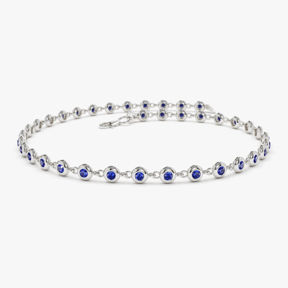 14k Bezel Set Sapphire Tennis Bracelet 14K White Gold Ferkos Fine Jewelry