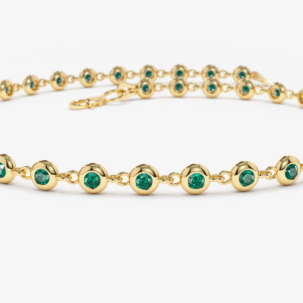 14k Bezel Set Emerald Tennis Bracelet  Ferkos Fine Jewelry