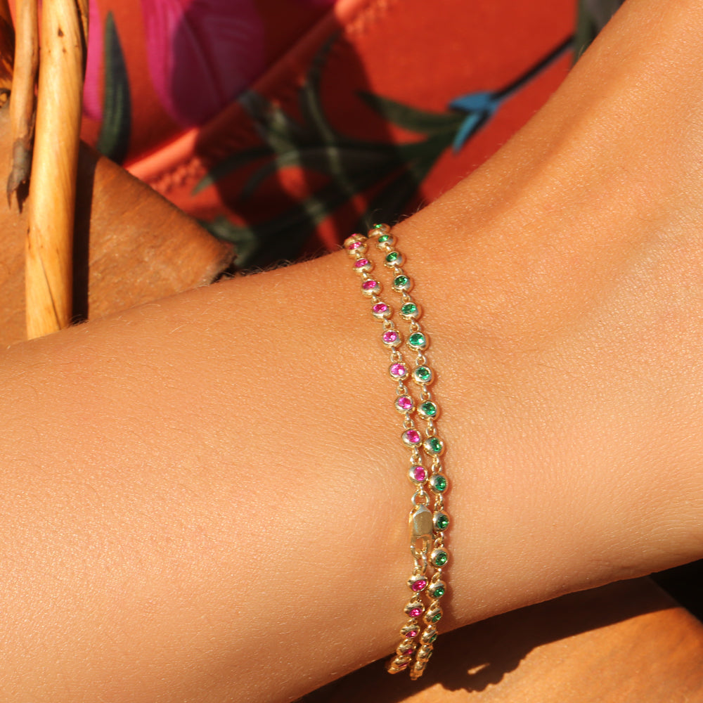 14k Bezel Set Emerald Tennis Bracelet  Ferkos Fine Jewelry