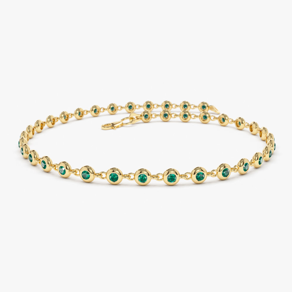 14k Bezel Set Emerald Tennis Bracelet 14K Gold Ferkos Fine Jewelry