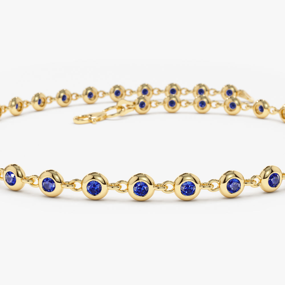 14k Bezel Set Sapphire Tennis Bracelet  Ferkos Fine Jewelry