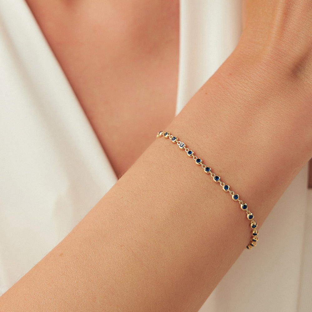 14k Bezel Set Sapphire Tennis Bracelet  Ferkos Fine Jewelry