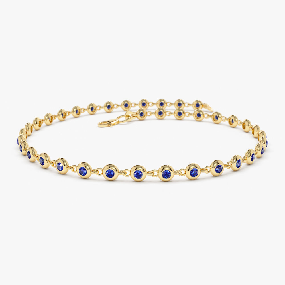 14k Bezel Set Sapphire Tennis Bracelet 14K Gold Ferkos Fine Jewelry