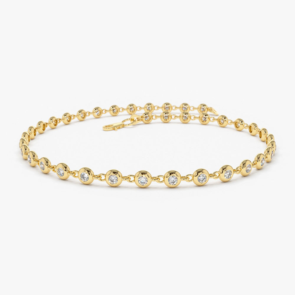 14K Gold Bezel Setting Diamond Tennis Bracelet 14K Gold Ferkos Fine Jewelry