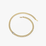 14K Gold Cuban Link Bracelet w/ Emerald Cut Diamond  Ferkos Fine Jewelry