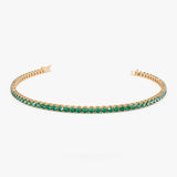 14k Prong Setting Emerald Tennis Bracelet 14K Rose Gold Ferkos Fine Jewelry