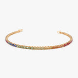 14k Prong Setting Diamond and Multi-Color Sapphire Tennis Bracelet 14K Rose Gold Ferkos Fine Jewelry