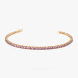 14k Prong Setting Pink Tourmaline Tennis Bracelet 14K Rose Gold Ferkos Fine Jewelry