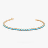 14k Prong Setting Turquoise Tennis Bracelet 14K Rose Gold Ferkos Fine Jewelry