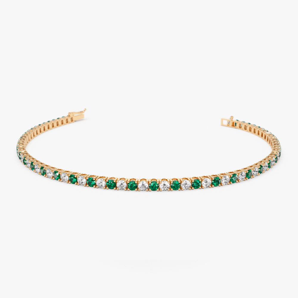 Vintage Inspired Oval Emerald Bracelet with Diamonds | Angara