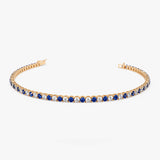 14k Prong Setting Diamond and Sapphire Tennis Bracelet 14K Rose Gold Ferkos Fine Jewelry