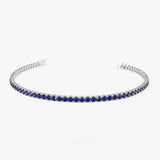 14k Prong Setting Sapphire Tennis Bracelet 14K White Gold Ferkos Fine Jewelry
