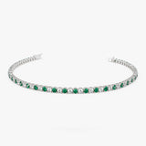 14k Prong Setting Diamond and Emerald Tennis Bracelet 14K White Gold Ferkos Fine Jewelry
