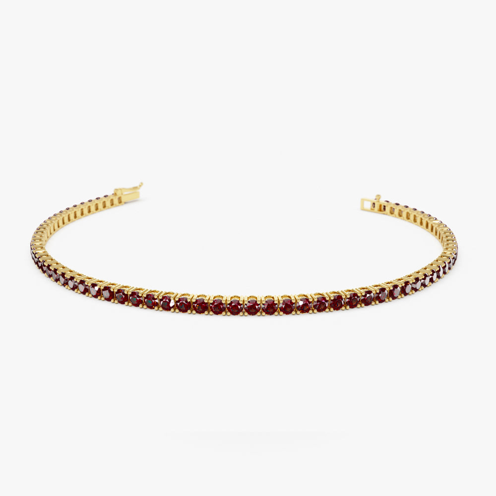 14k Prong Setting Red Garnet Tennis Bracelet 14K Gold Ferkos Fine Jewelry