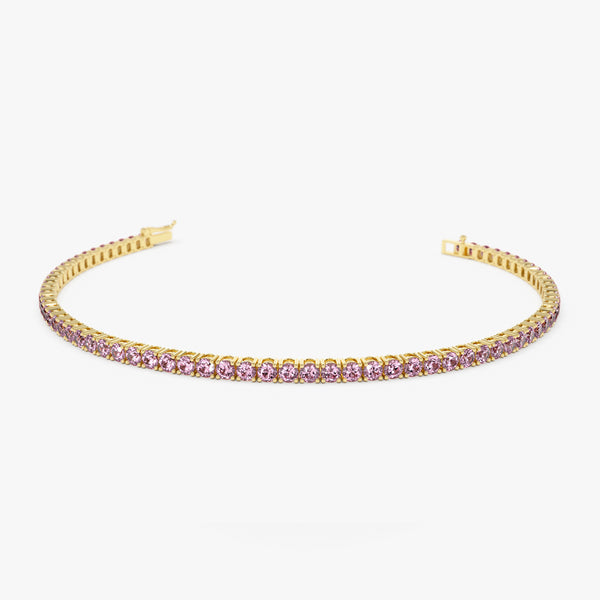 WHITE GOLD FINISH Created Diamond Pink online Tourmaline Round Cut Tennis Bracelet Including Gift Box | Perfect Gift For Men, Women, Birthdays