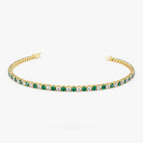 14k Prong Setting Diamond and Emerald Tennis Bracelet 14K Gold Ferkos Fine Jewelry