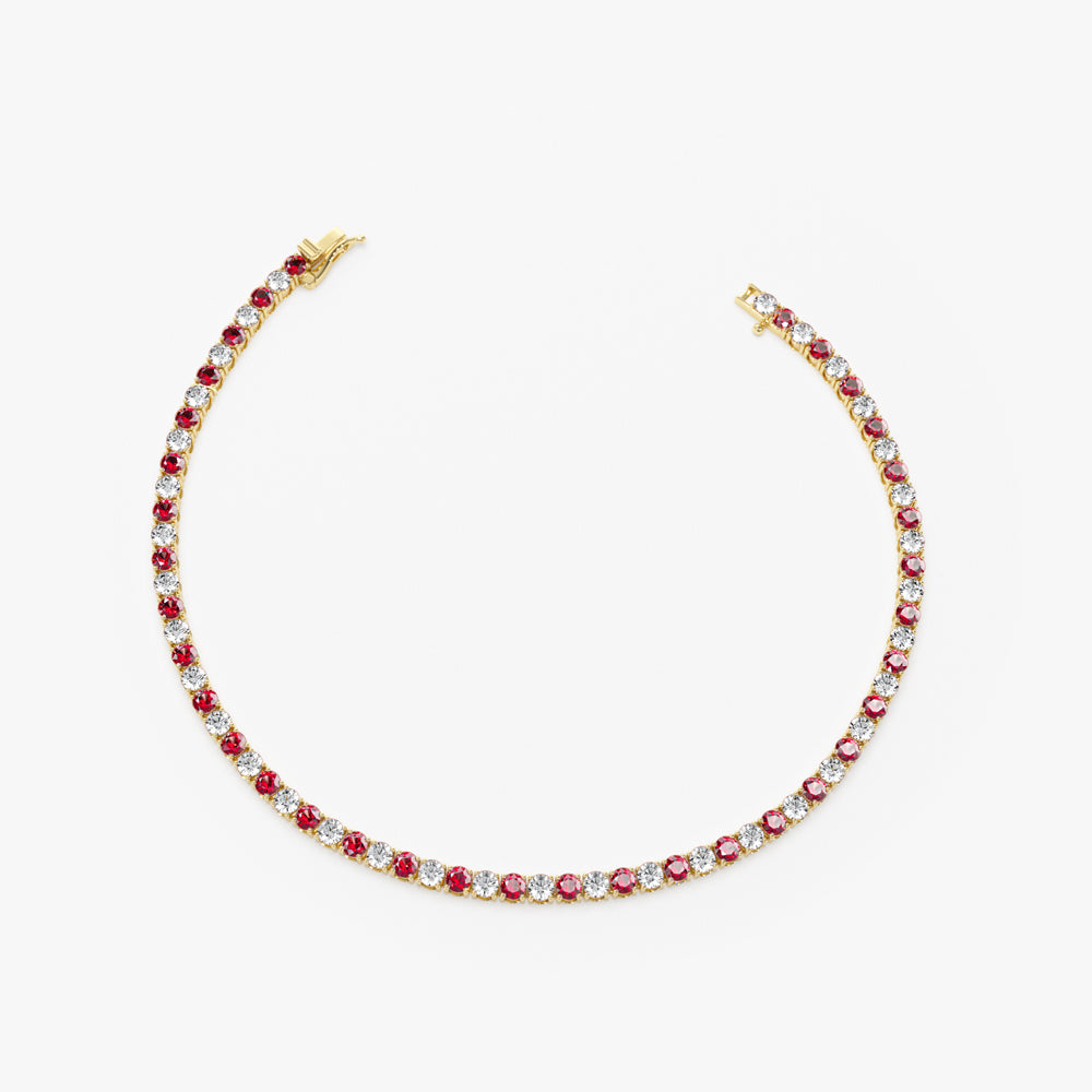 14k Prong Setting Diamond and Ruby Tennis Bracelet  Ferkos Fine Jewelry