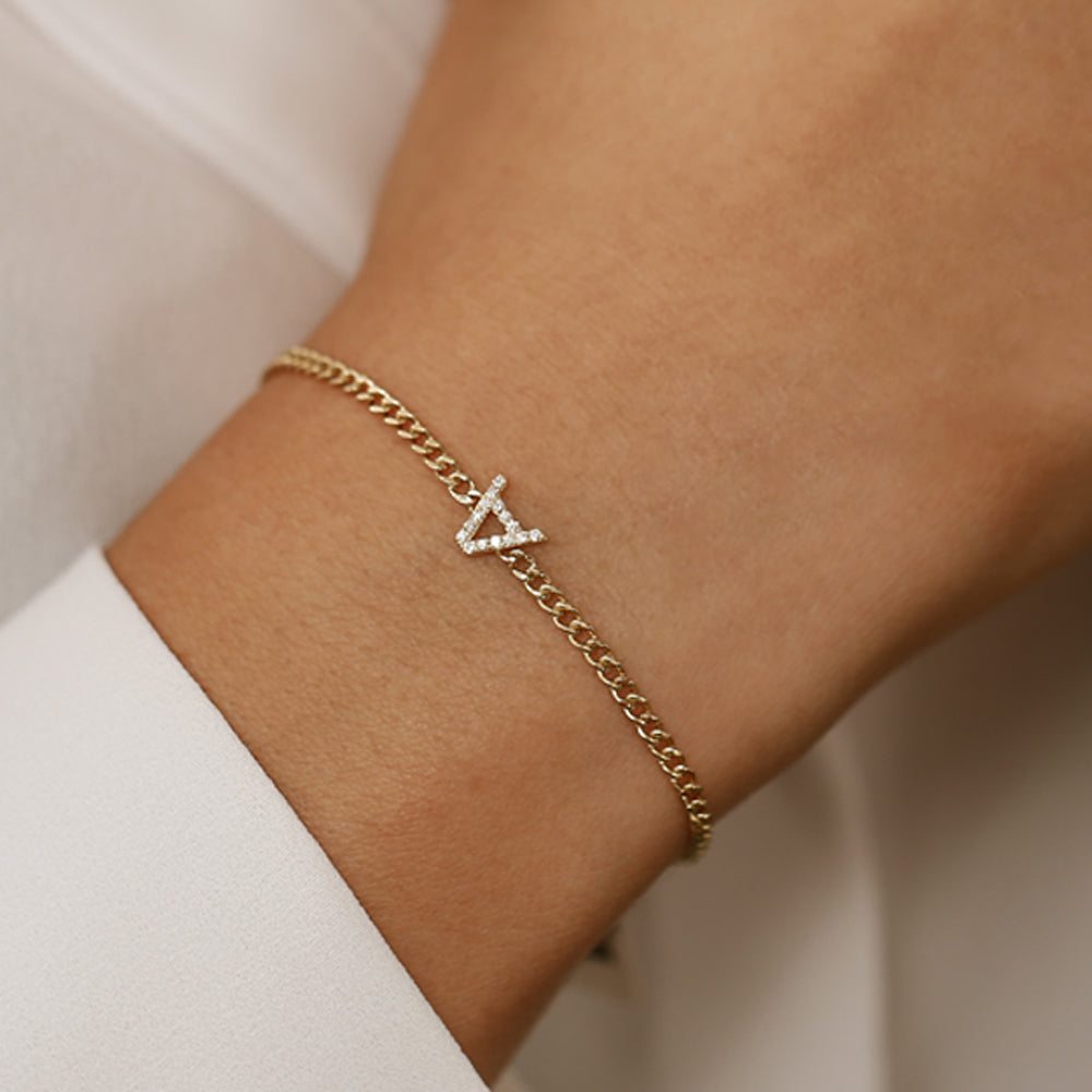14k Diamond Initial Curb Bracelet  Ferkos Fine Jewelry