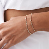 14k 2MM Curb Link Bracelet w/ Heart Shape Solitaire Round Diamonds  Ferkos Fine Jewelry