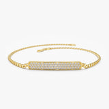 14k Gold 3MM Curb Link Diamond Pave Bracelet 6 Inches Ferkos Fine Jewelry