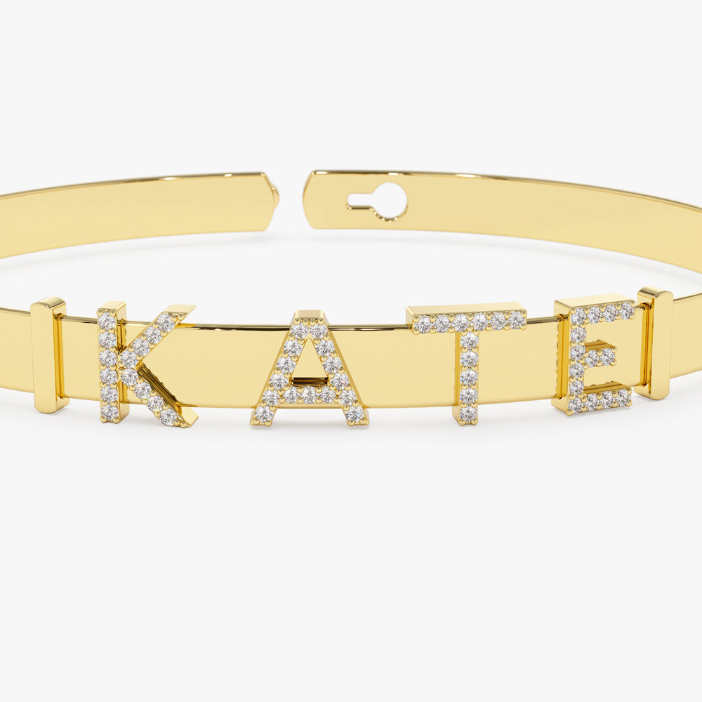 14K 5MM Sliding Diamond Initials Bangle  Ferkos Fine Jewelry