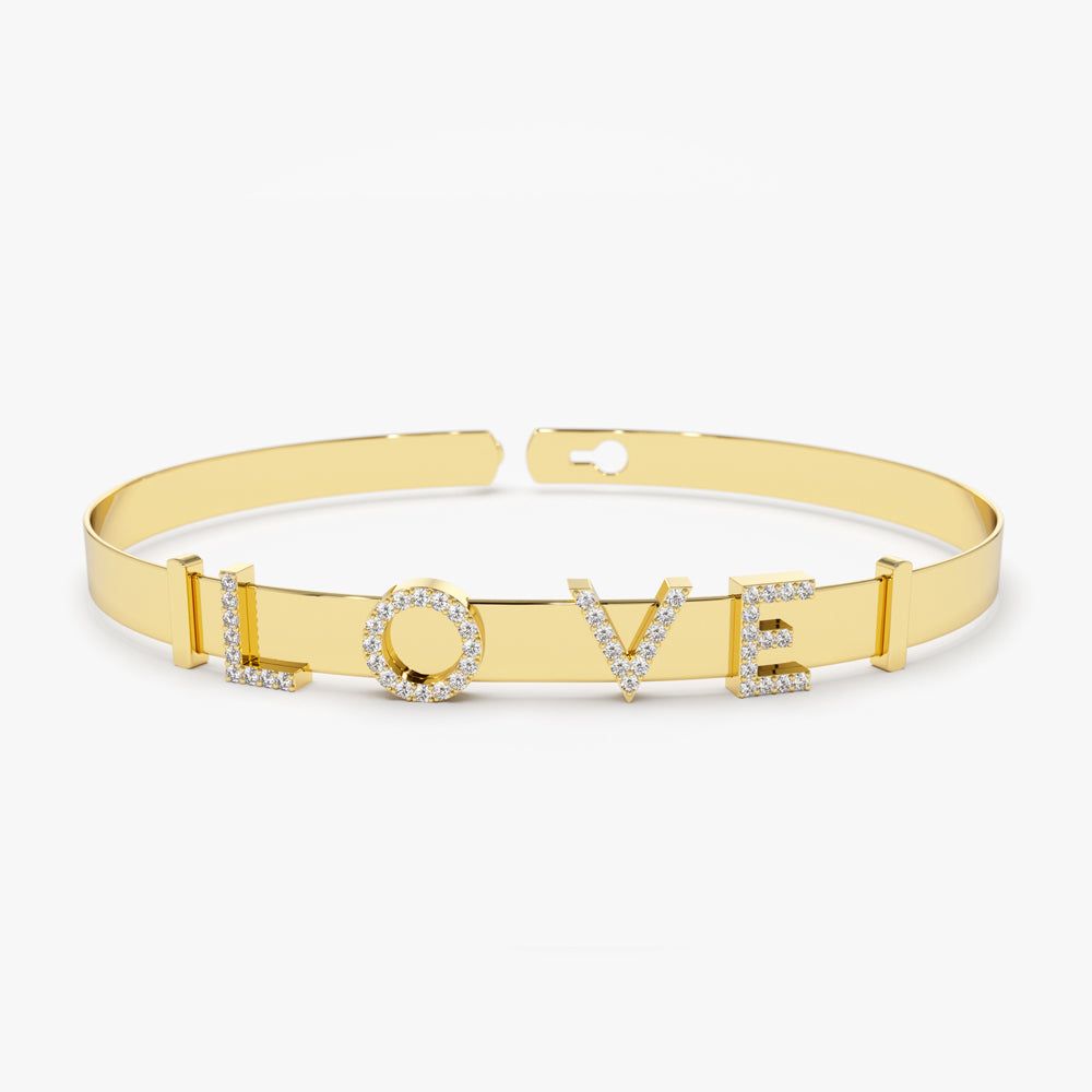 14K 5MM Sliding Diamond Initials Bangle  Ferkos Fine Jewelry