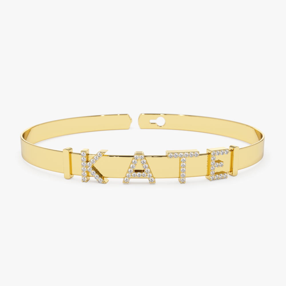 14K 5MM Sliding Diamond Initials Bangle  Ferkos Fine Jewelry