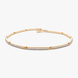 14k Gold Pave Stackable Diamond Bar Bracelet 14K Rose Gold Ferkos Fine Jewelry