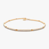 14k Gold Pave Stackable Diamond Bar Bracelet 14K Rose Gold Ferkos Fine Jewelry